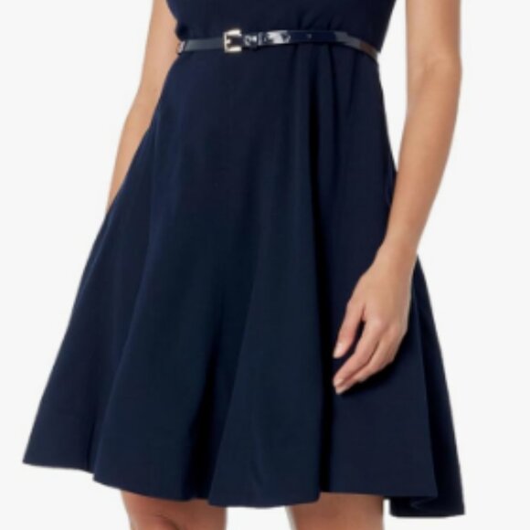 Tommy Hilfiger Sleeveless Fit & Flare Dress Sky Captain Navy - Picture 3 of 5